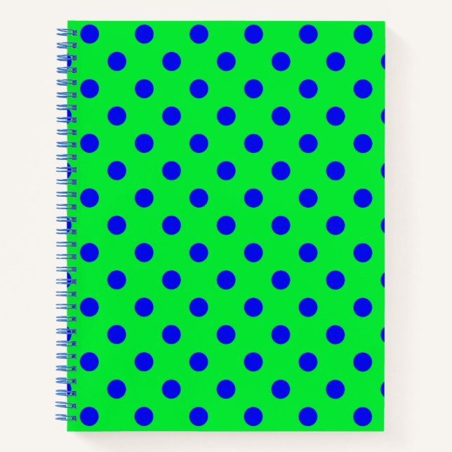 Cuaderno Blue On Green Polka Dots Pattern Design  (Anverso)