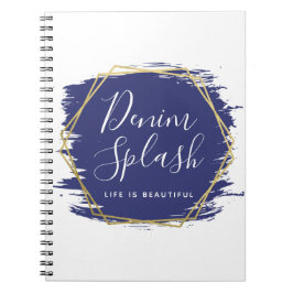 Cuaderno Blue Paint Stroke y Moda geométrica de oro moderno