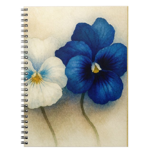 Cuaderno Blue Pansy Floral Notebook – Hand Painted  (Frente)