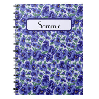 Cuaderno Blue Pansy Flowers Personalized
