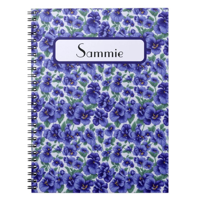 Cuaderno Blue Pansy Flowers Personalized (Frente)