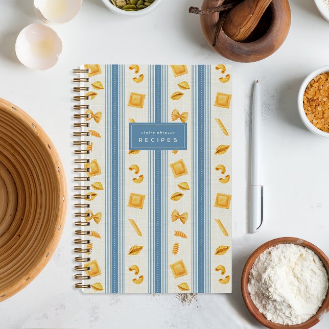 Cuaderno Blue | Pasta Market Stripe Personalized Recipe (Subido por el creador)
