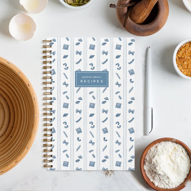 Cuaderno Blue Pasta Stripe Personalized Recipe (Subido por el creador)