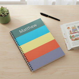 Cuaderno Blue Personalized Color Block Striped Notebook