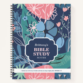 Cuaderno Blue Pink Abstract Floral Personalized Bible Study