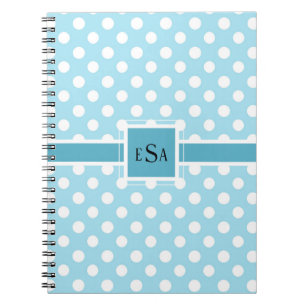 Cuaderno Blue Polkadot Monogram Cute