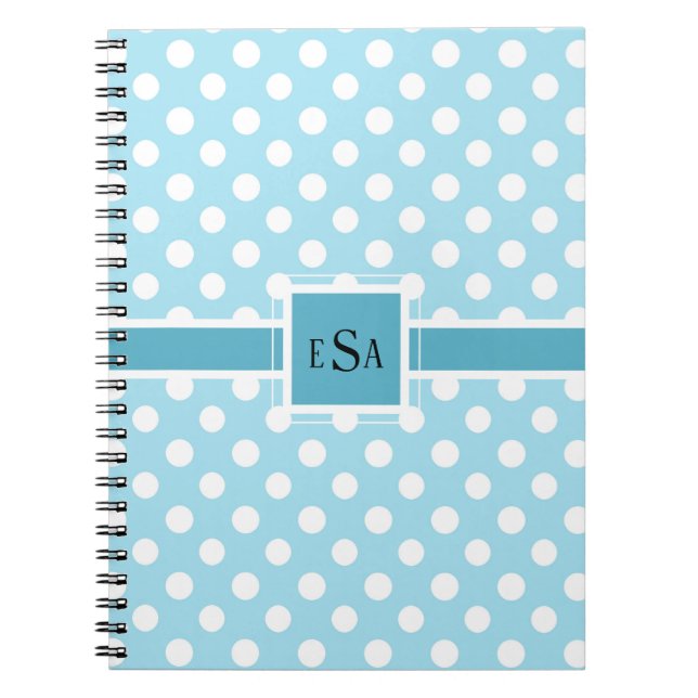 Cuaderno Blue Polkadot Monogram Cute (Frente)