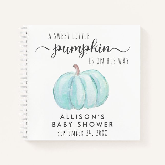 Cuaderno Blue Pumpkin Baby Boy Shower Guest Book (Anverso)