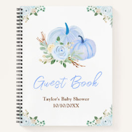 Cuaderno Blue Pumpkins Floral Baby Shower Guest Book