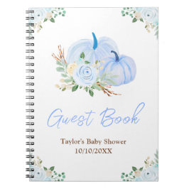 Cuaderno Blue Pumpkins Floral Baby Shower Guest Book