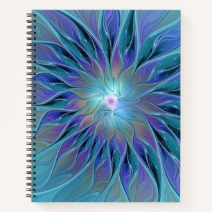 Cuaderno Blue Purple Flower Dream Resumen arte fractal