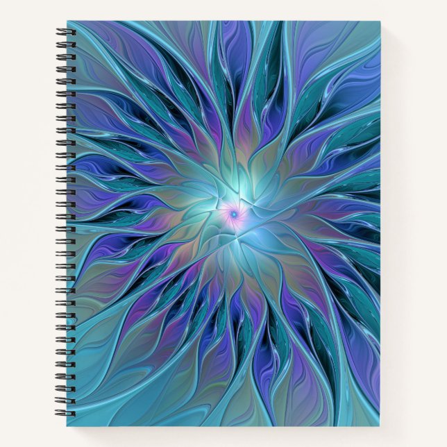 Cuaderno Blue Purple Flower Dream Resumen arte fractal (Anverso)
