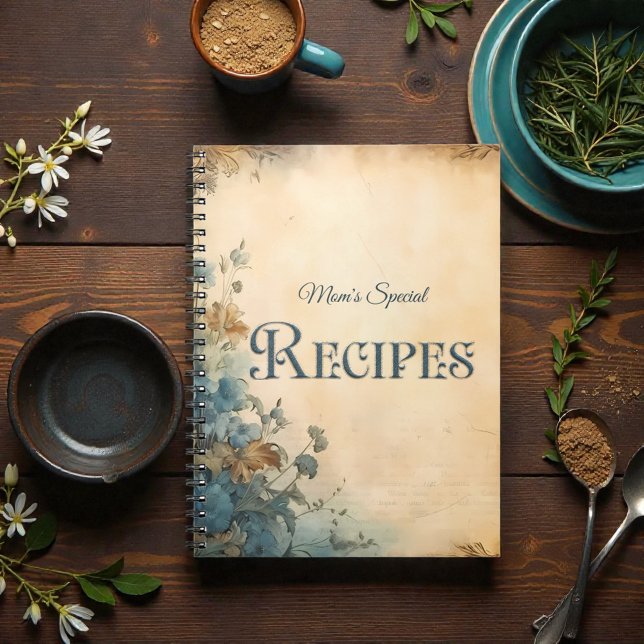 Cuaderno Blue Rustic Floral Victorian Family Recipe Book (Subido por el creador)