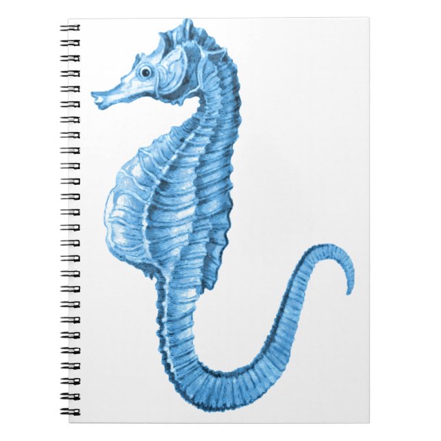 Cuaderno Blue seahorse coastal nautical ocean beach (Frente)