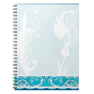 Cuaderno Blue SeaHorse y Swirl Design