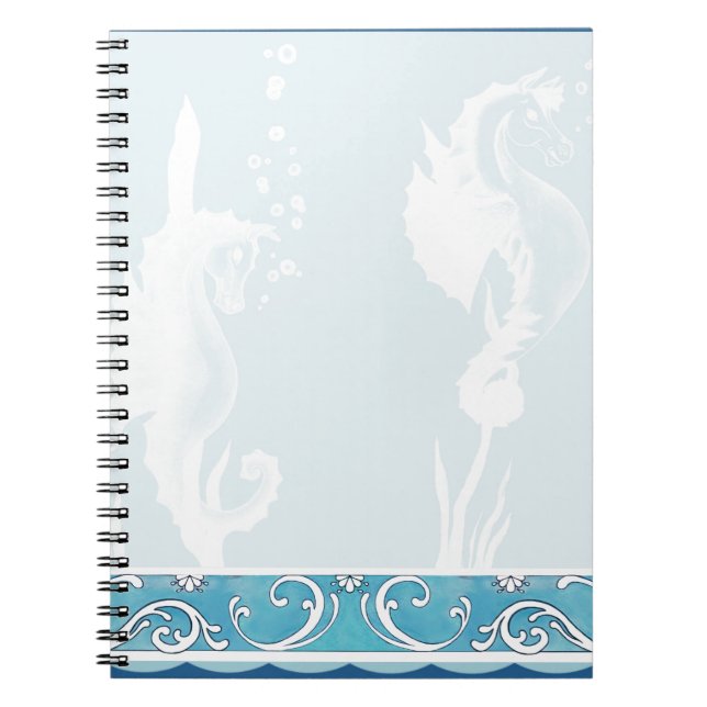 Cuaderno Blue SeaHorse y Swirl Design (Frente)