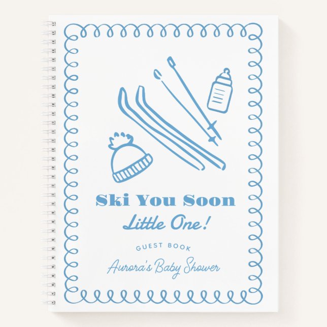 Cuaderno Blue Ski You Soon Boy Baby Shower Guest Book (Anverso)