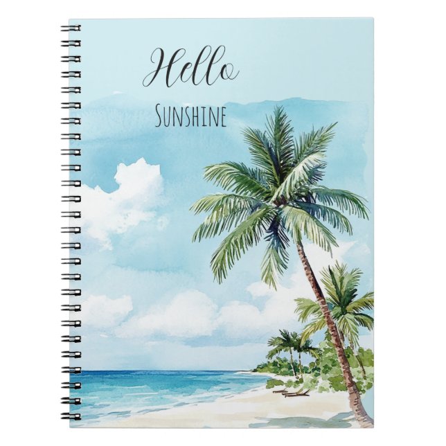 Cuaderno Blue Skies Sunshine Tropical Island Palm Tree (Frente)