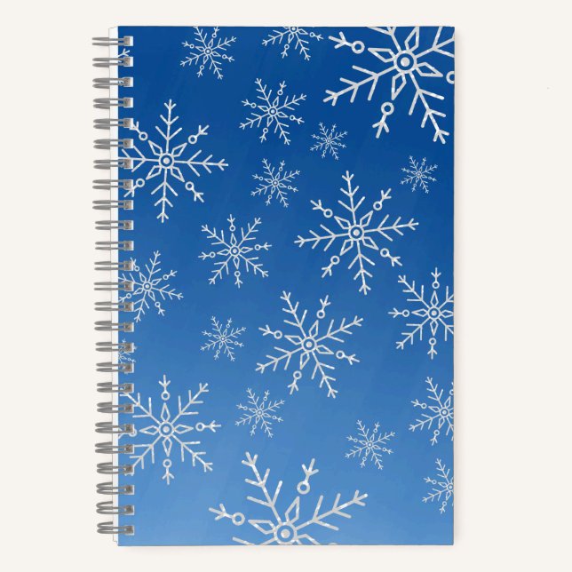 Cuaderno Blue Snowflake Notebook – Winter Aesthetic Journal (Anverso)