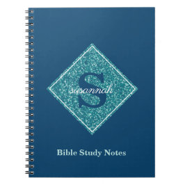 Cuaderno Blue Sparkles Monogram Bible Study Notebook