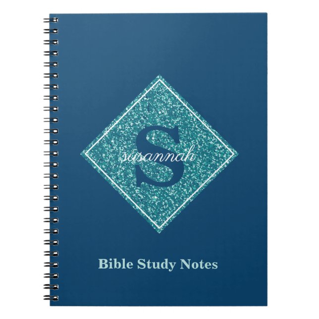 Cuaderno Blue Sparkles Monogram Bible Study Notebook (Frente)