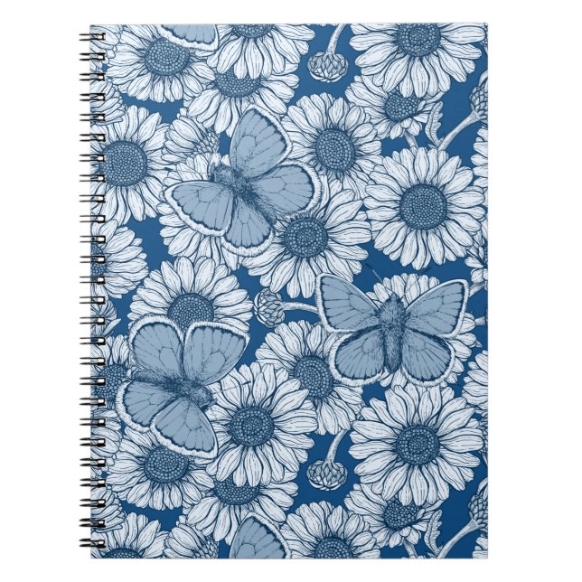 Cuaderno Blue spring, wild flowers, daisies (Frente)