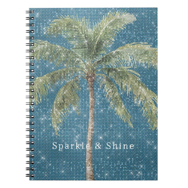Cuaderno Blue Tropical Palm Tree Sparkle  (Frente)