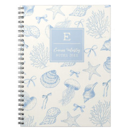 Cuaderno Blue Vintage Ocean bows Monogrammed giratorio