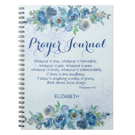 Cuaderno Blue Watercolor Floral Biblia Nombre Rezo Diario