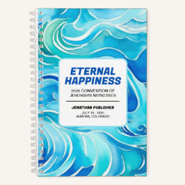 Cuaderno Blue Watercolor Waves Eternal Happiness Convention