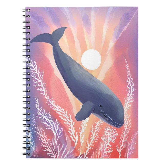 Cuaderno Blue Whale | Ocean Hues Watercolor Animal (Frente)