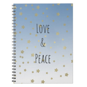Cuaderno Blue White Gold Stars ama la paz