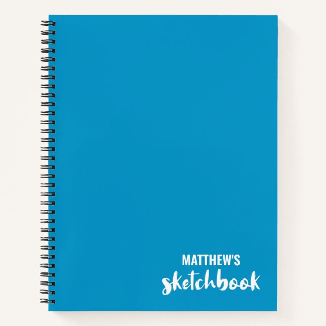 Cuaderno Blue White Personalizada Sketchbook Tu Nombre (Anverso)