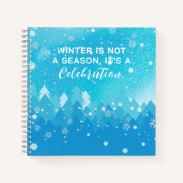 Cuaderno Blue White Snow Peaceful Forest Winter Cita