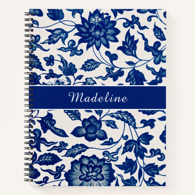 Cuaderno Blue White Wildflower French Country Custom Spiral (Anverso)