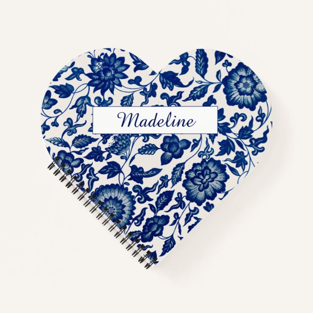 Cuaderno Blue White Wildflower French Country Custom Spiral (Anverso)