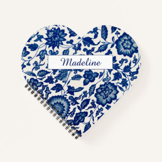 Cuaderno Blue White Wildflower French Country Custom Spiral