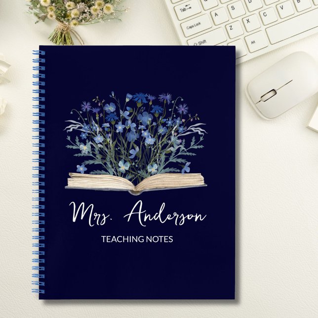 Cuaderno Blue Wildflowers Grow From Book Teacher Gift (In situ)