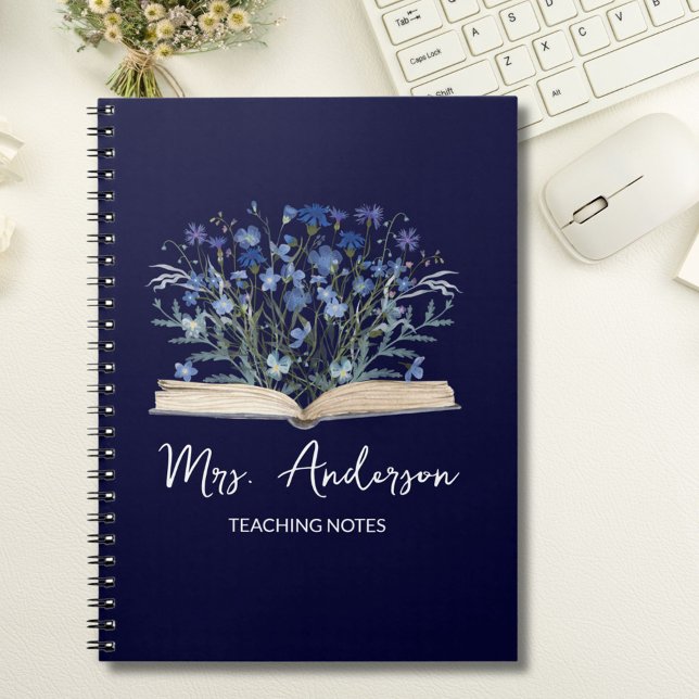 Cuaderno Blue Wildflowers Grow From Book Teacher Notebook (In situ)