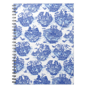 Cuaderno Blue Willow Animal Rabbit Deer Fox Bird Toile Art