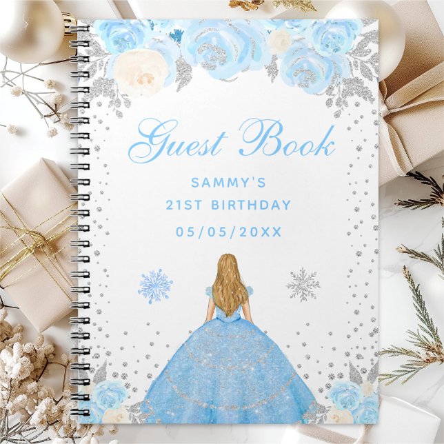 Cuaderno Blue Winter Blonde Hair Princess Fiesta de cumplea (Subido por el creador)