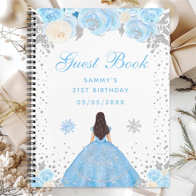 Cuaderno Blue Winter Brunette Hair Princess Birthday Party (Subido por el creador)
