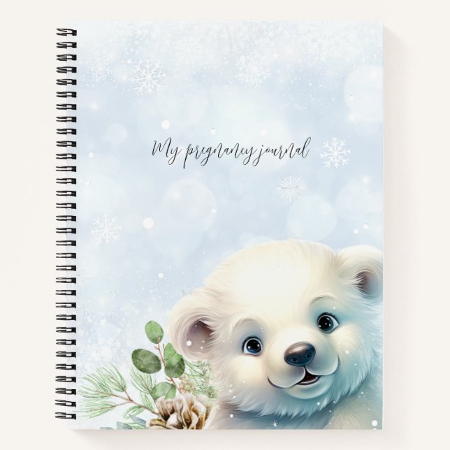 Cuaderno Blue Winter My Pregancy Cute Polar Bear Journal (Anverso)