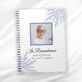 Cuaderno Blue Winter Snowflakes Celebración del funeral de 