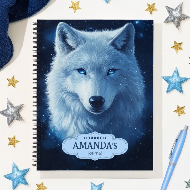 Cuaderno Blue Wolf Celestial Sky Stars Ansiedad Social (Blue Wolf Celestial Sky Stars Social Anxiety Notebook)