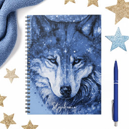Cuaderno Blue Wolf Stars Sky Celestial Personalizado