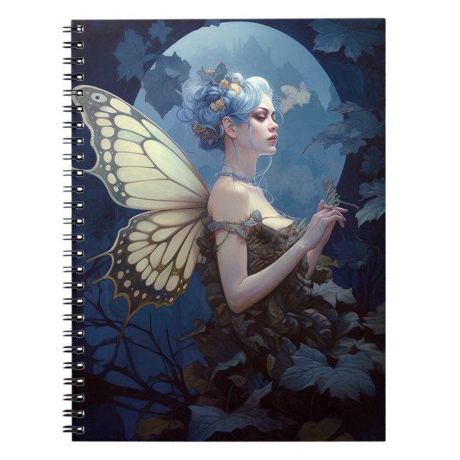 Cuaderno Blue Woodland Fairy Fantasy Art (Frente)