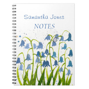 Cuaderno Bluebells Azul Floral acuarela Naturaleza botánica