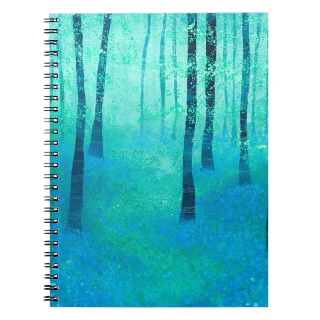 Cuaderno Bluebells en un paisaje forestal de bosques (Frente)