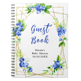 Cuaderno Blueberry Floral Baby Shower Guest Book